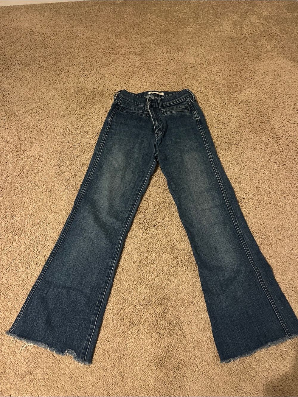 Madewell Dark Blue Flare Jeans with Raw Hem